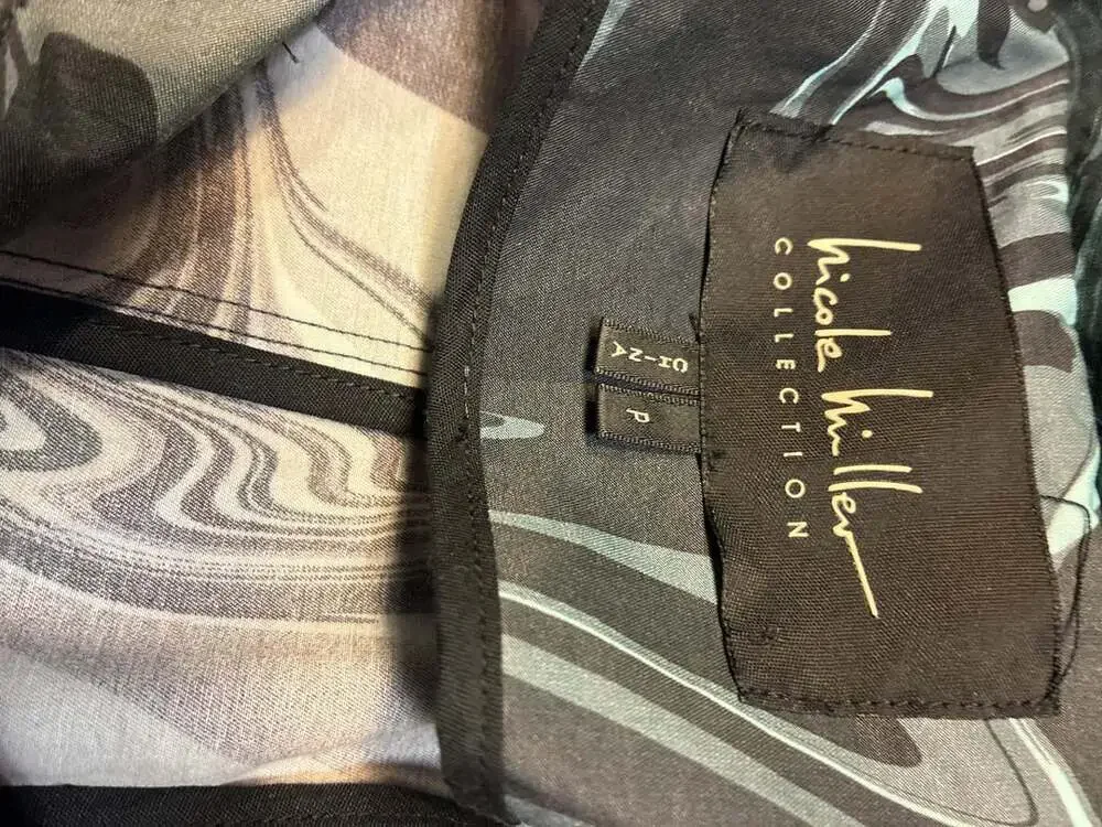 Nicole Miller Collection Hooded Rain Jacket Abstract Marble Print Size P